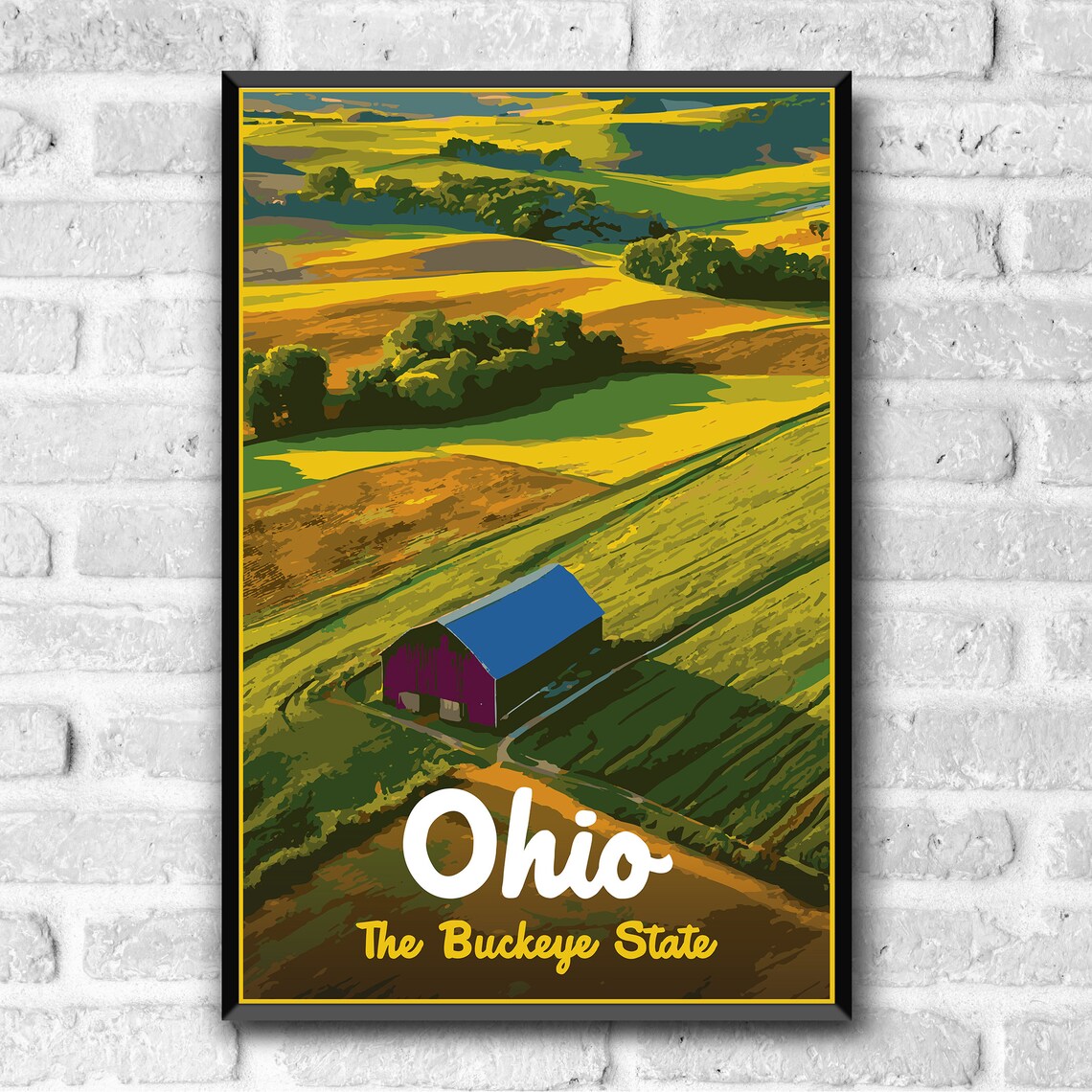 Ohio The Buckeye State Vintage Style Travel Poster Postcard Sticker Magnet Retro Wpa Style Our Fifty States Usa 50 Art Print Wall Art - Image 3