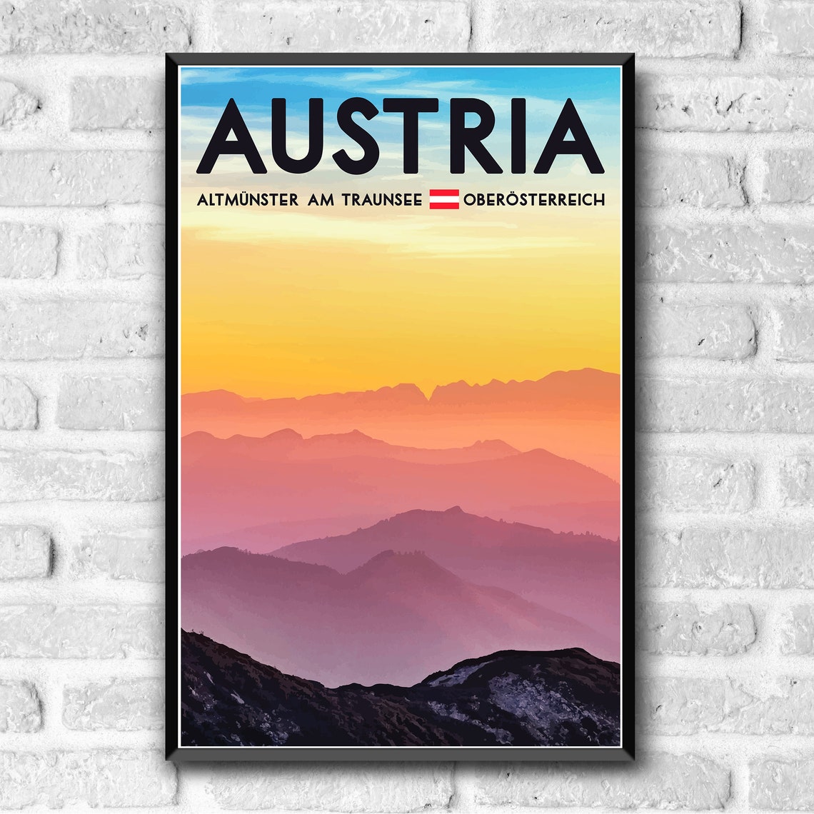 Austria Altmunster Sunset Mountains Vintage WPA Travel Poster - Image 3