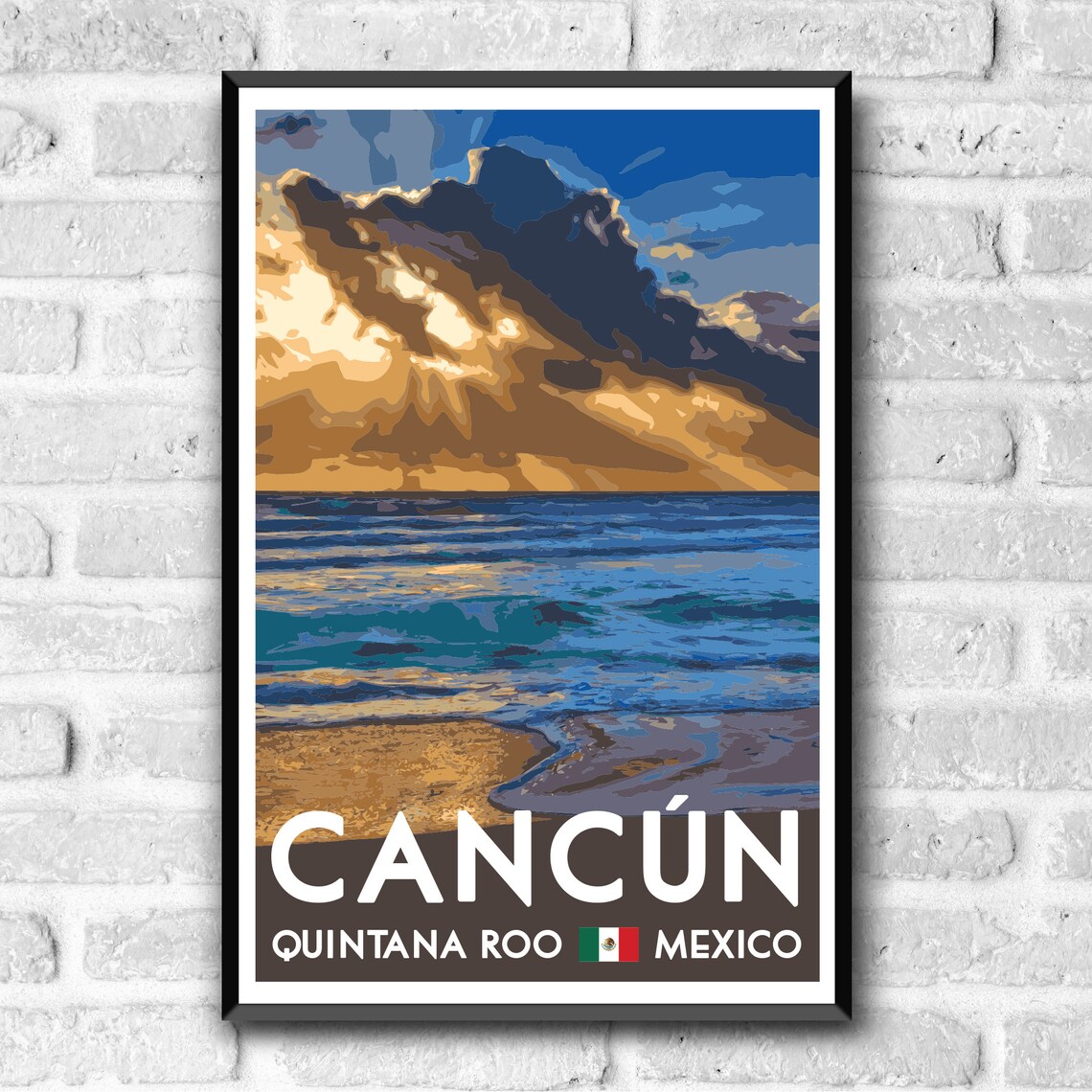 Cancun Vintage Style Travel Poster, Quintana Roo - Image 3