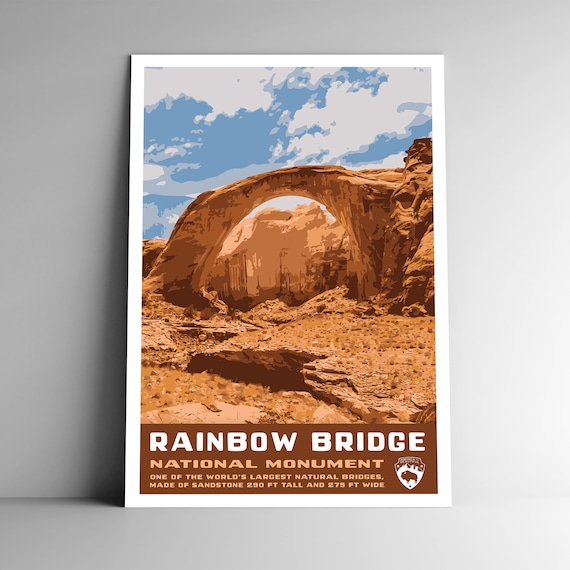 Rainbow Bridge National Monument Sandstone Arch Vintage Travel Poster