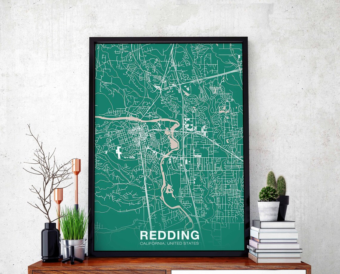 Redding CA USA Poster Print, Modern Home Decor