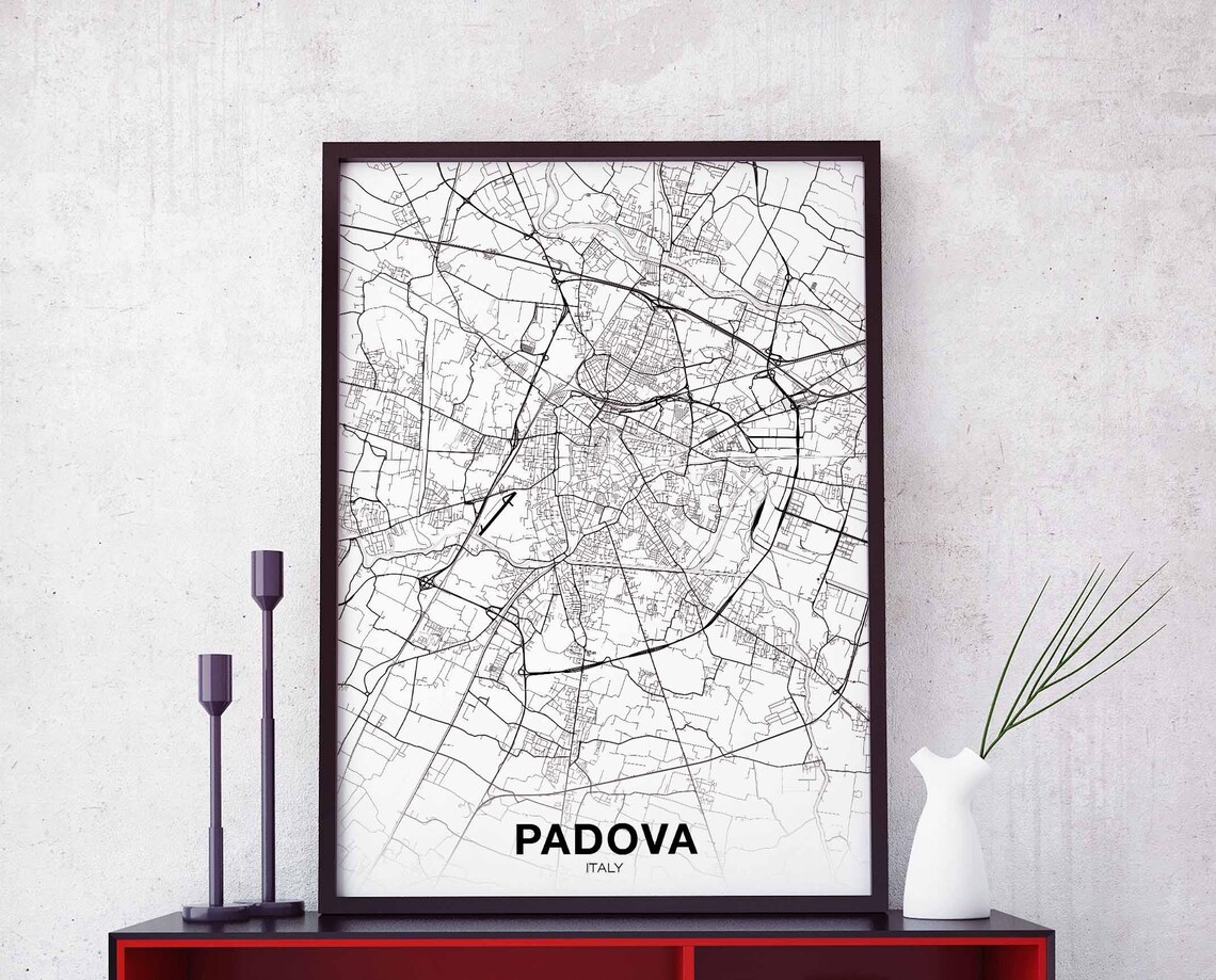 Padova Italy Map Poster, Modern Home Decor