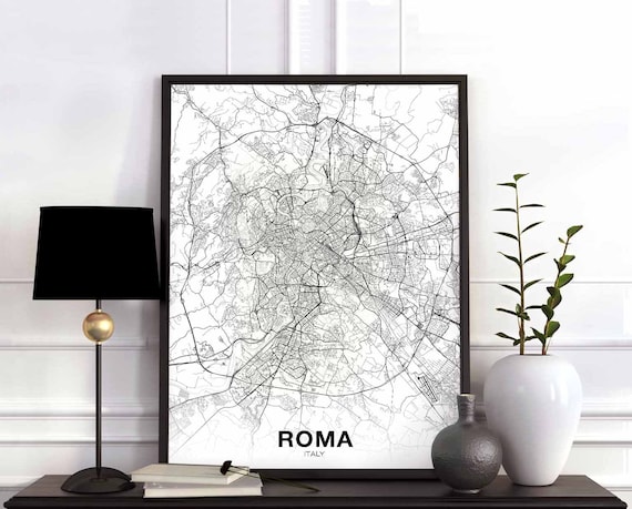 Roma Italy Map Poster, Modern Travel Map Print