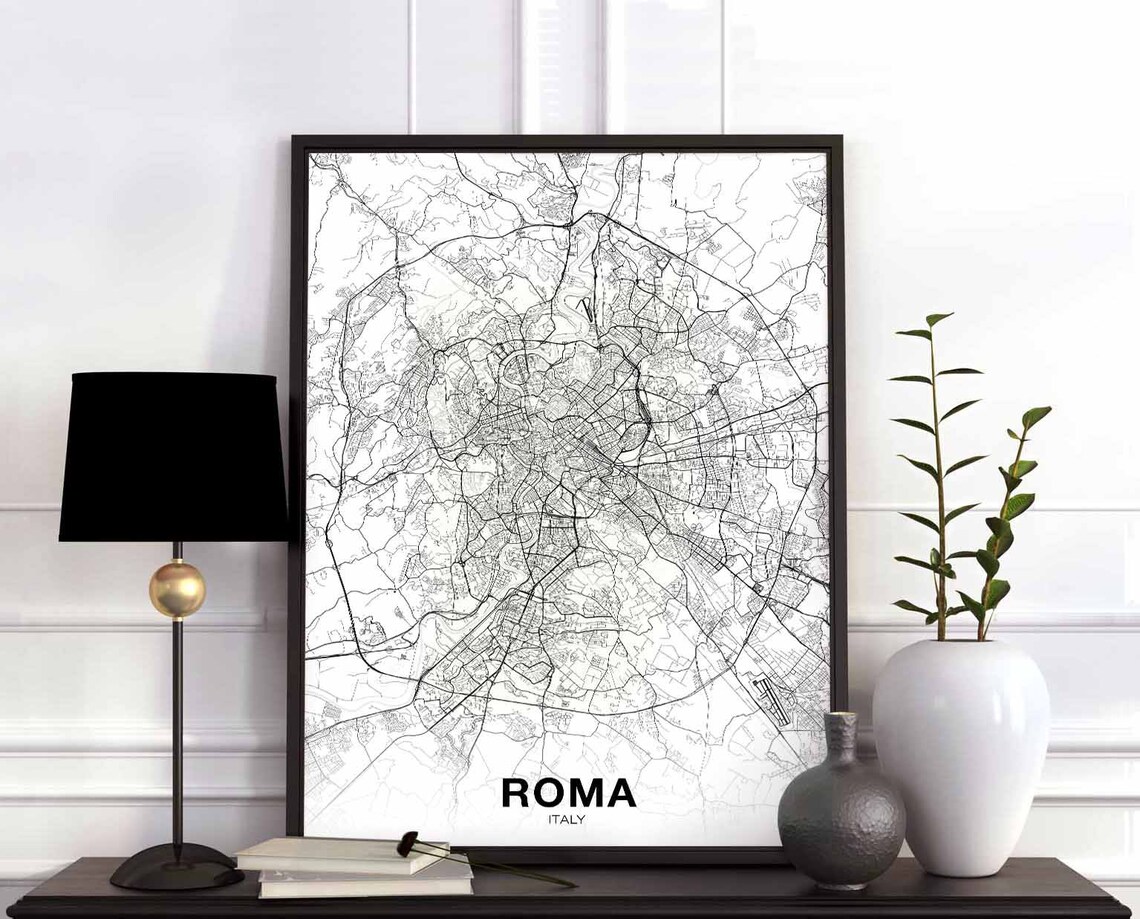 Roma Italy Map Poster, Modern Travel Map Print