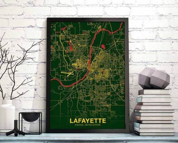 Lafayette Indiana In Usa Poster Color Hometown City Print Modern Home Decor Office Decoration Wall Art Dorm Bedroom Gift