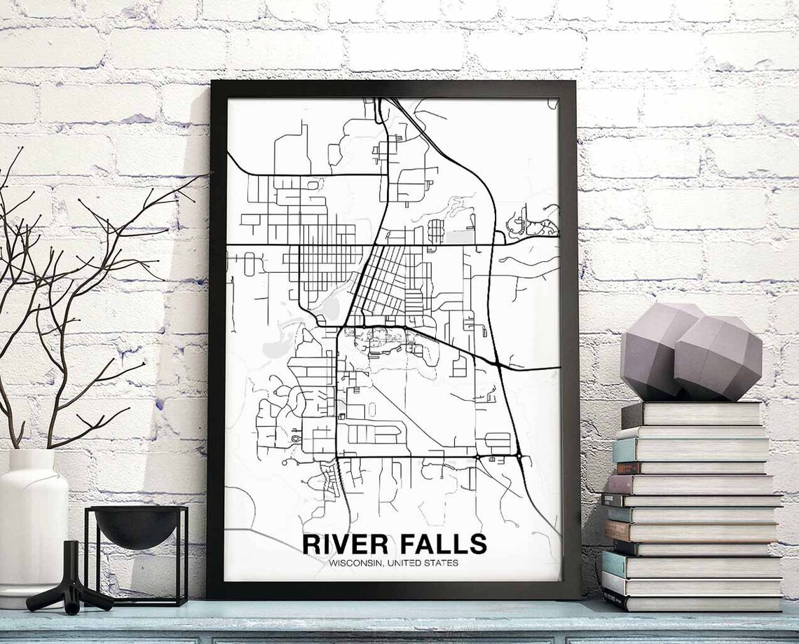 River Falls Wisconsin Map Poster, Hometown City