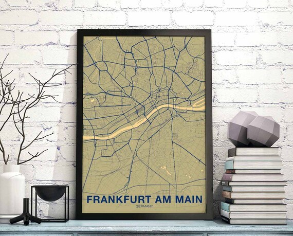 Frankfurt Am Main Germany Map Poster Color Hometown City Print Modern Home Decor Office Decoration Wall Art Dorm Bedroom Gift