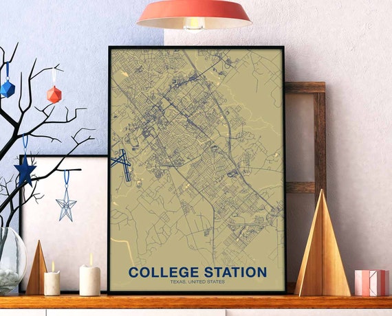 College Station Texas Tx Usa Poster Color Hometown City Print Modern Home Decor Office Decoration Wall Art Dorm Bedroom Gift