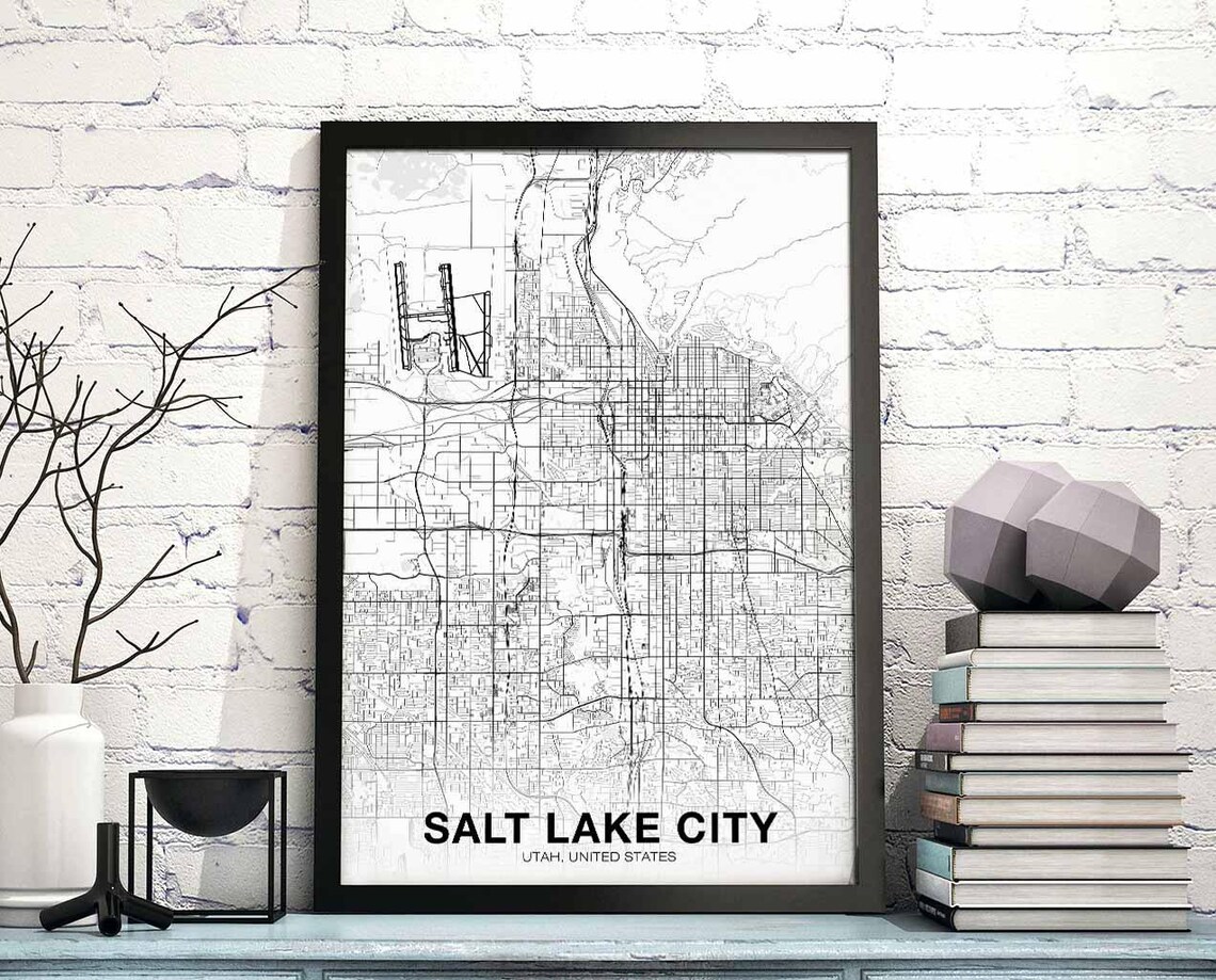 Salt Lake City Utah United States White Minimalist City Map Poster