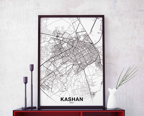 Kashan Iran Map Poster Hometown City Print Modern Home Decor Office Decoration Wall Art Dorm Bedroom Gift