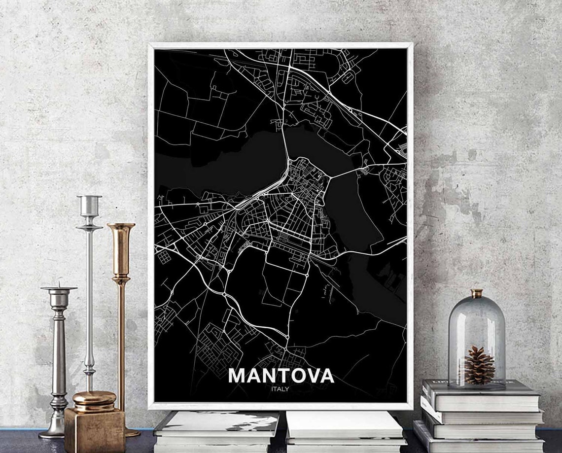 Mantova Italy Black City Street Map Modern Minimalist Poster