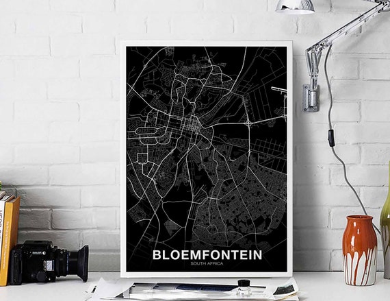 Bloemfontein South Africa Map Poster, Modern Travel Poster