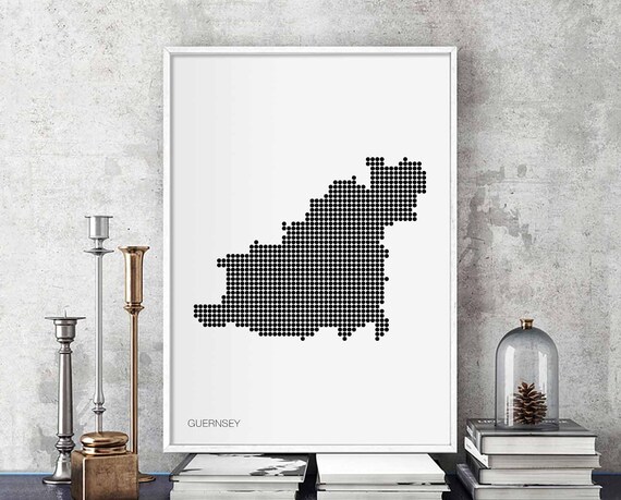 Guernsey Minimal Dots Retro Map Poster