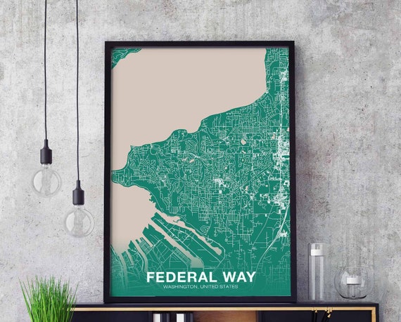 Federal Way Washington Wa Usa Poster Color Hometown City Print Modern Home Decor Office Decoration Wall Art Dorm Bedroom Gift