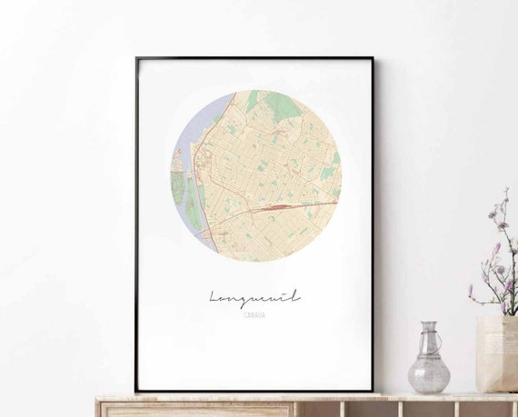 Longueuil Canada Map Poster Wall Decor Design Modern Minimal Nordic Travel Bedroom Home Art Vintage Retro Dorm Nursery Housewarming