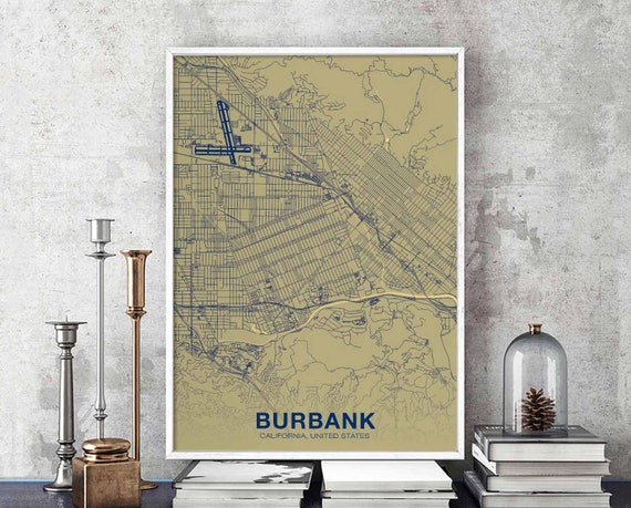 Burbank Ca Usa Poster Color Hometown City Print Modern Home Decor Office Decoration Wall Art Dorm Bedroom Gift