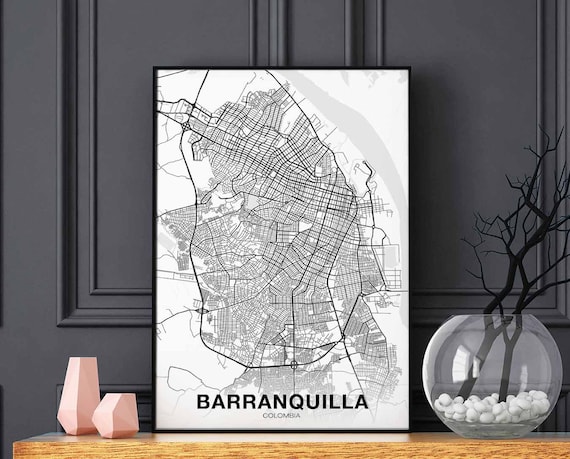 Barranquilla Colombia Map Poster Black White Hometown City Print Modern Home Decor Office Decoration Wall Art Dorm Bedroom Gift