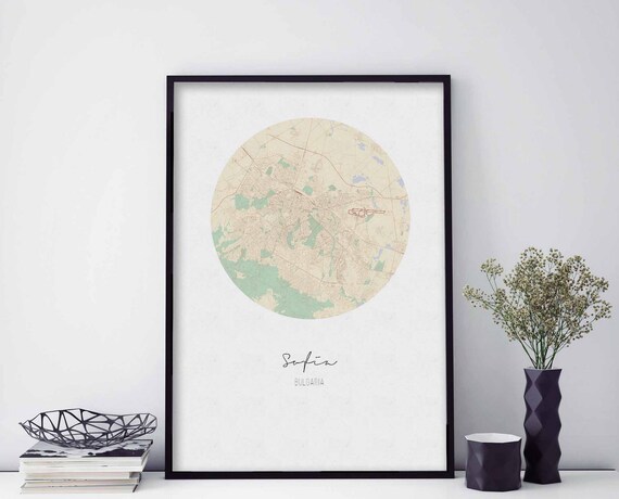 Sofia Bulgaria Circular City Map Minimalist Nordic Decor Poster