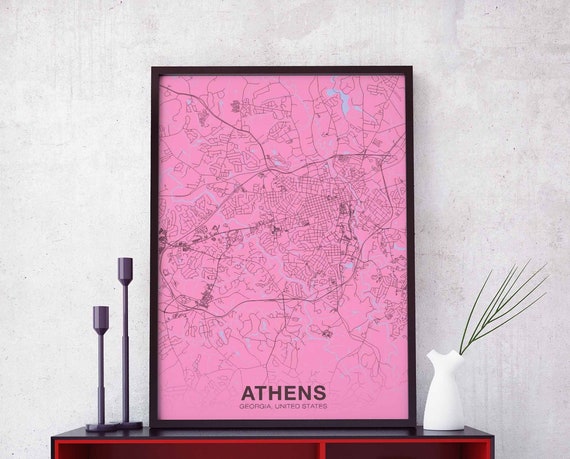 Athens Georgia Ga Usa Poster Color Hometown City Print Modern Home Decor Office Decoration Wall Art Dorm Bedroom Gift