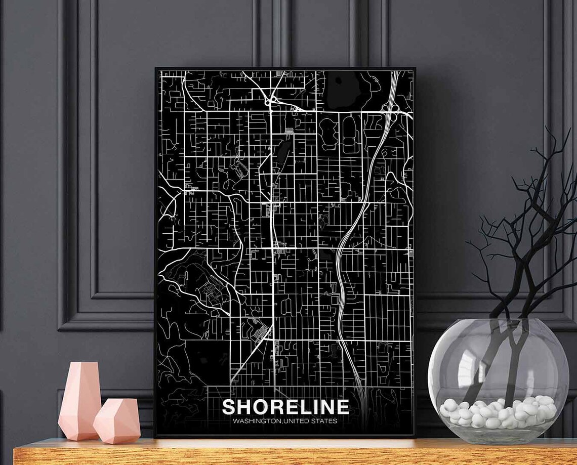 Shoreline Washington United States Black Minimalist City Map Poster