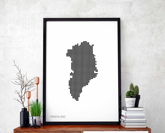 Greenland Minimal Dots Retro Map Poster