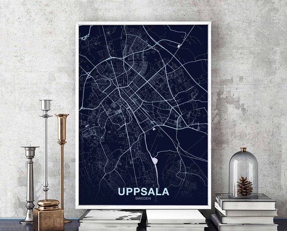 Uppsala Sweden Map Poster Color Hometown City Print Modern Home Decor Office Decoration Wall Art Dorm Bedroom Gift