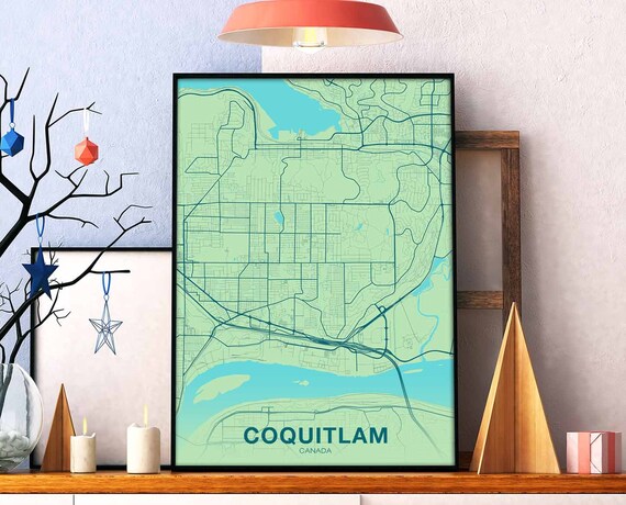 Coquitlam Canada Map Poster Color Hometown City Print Modern Home Decor Office Decoration Wall Art Dorm Bedroom Gift