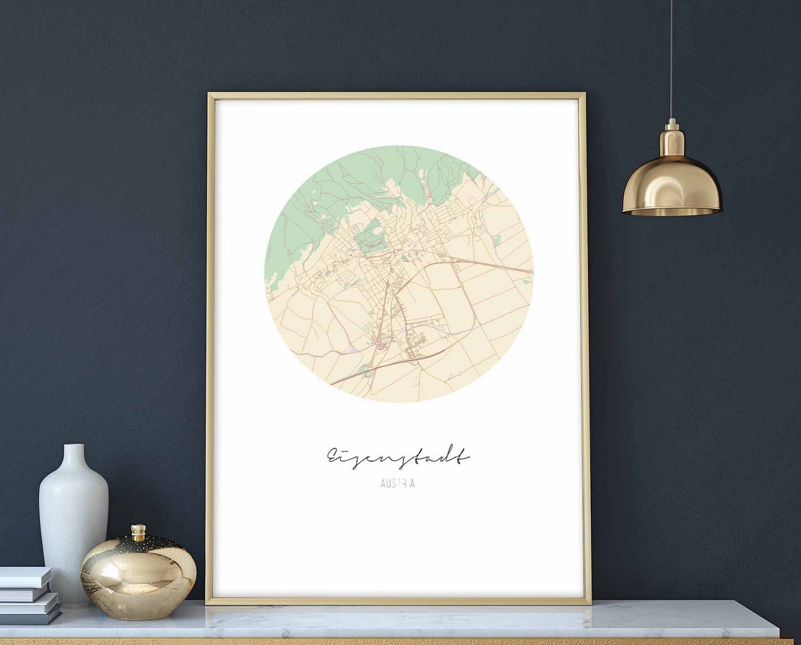 Eisenstadt Austria Circle Map Poster Minimalist Round City Art