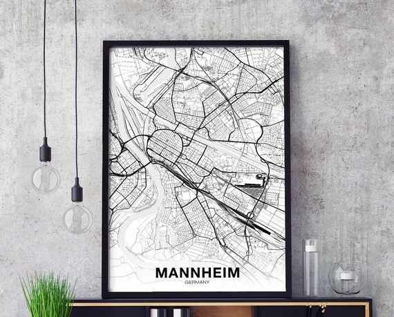 Mannheim Germany Map Poster Hometown City Print Modern Home Decor Office Decoration Wall Art Dorm Bedroom Gift