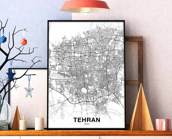 Tehran Iran Map Poster Hometown City Print Modern Home Decor Office Decoration Wall Art Dorm Bedroom Gift