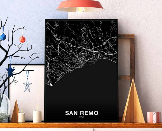 San Remo Italy Map Poster Black White Hometown City Print Modern Home Decor Office Decoration Wall Art Dorm Bedroom Gift
