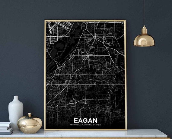 Eagan Minnesota Mn Usa Map Poster Black White Hometown City Print Modern Home Decor Office Decoration Wall Art Dorm Bedroom Gift