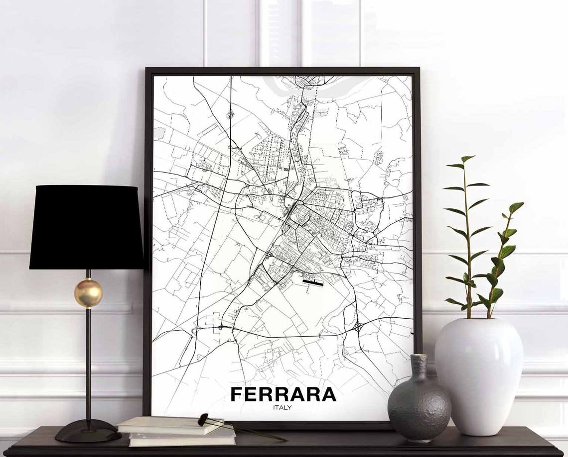 Ferrara Italy Black and White Minimalist City Map Decor Poster