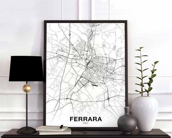 Ferrara Italy Map Poster Hometown City Print Modern Home Decor Office Decoration Wall Art Dorm Bedroom Gift