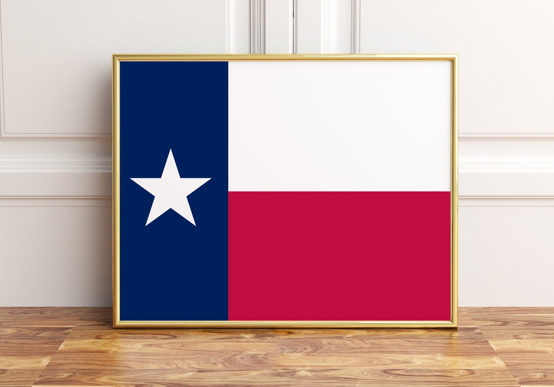 Texas Lone Star State Flag Framed Red White Blue Wall Poster