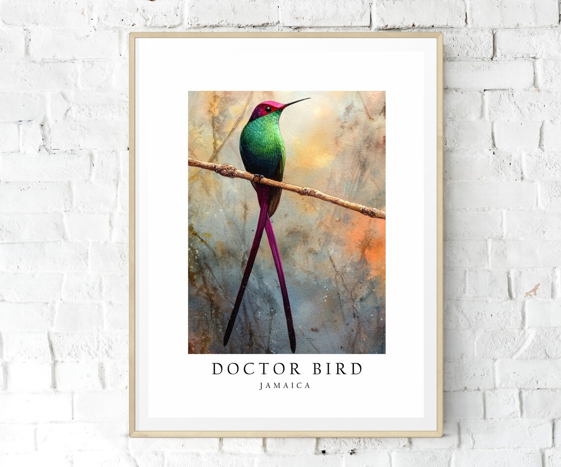 Doctor Bird Jamaica National Poster Print, Birds