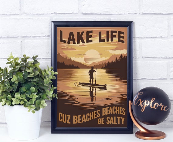 Lake Life Wall Art Poster Print Home Dcor