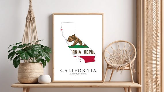 Map Print Latitude Longitude Coordinates Flag Poster Wall Art Home Dcor