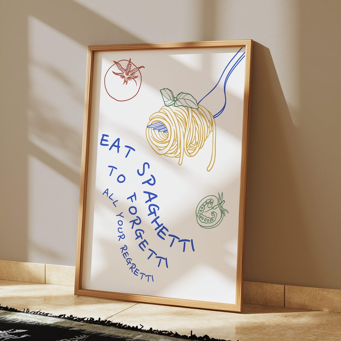 Eat Spaghetti To Forgetti, Bistro Pasta Wall Art Print - Image 2