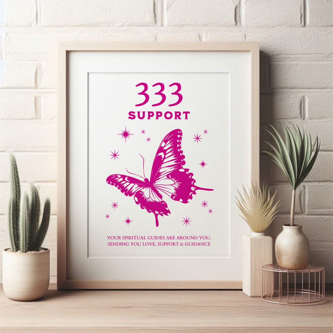 Angel Number 333 Support Butterfly Spiritual Guidance Wall Art - Image 2