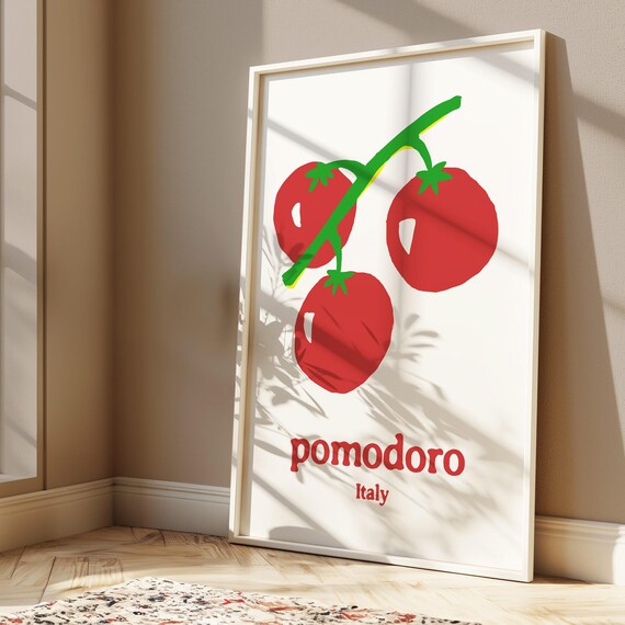 Pomodoro Italy Red Tomato Vine Minimalist Kitchen Food Poster