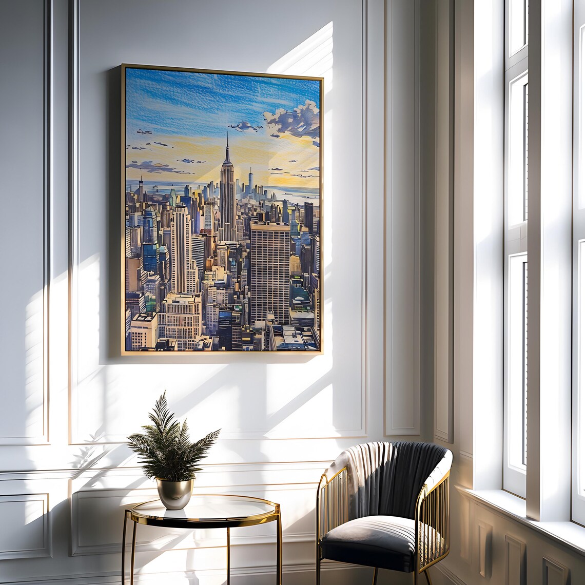 New York Artistic Realism Skyline Sunset View - Image 2