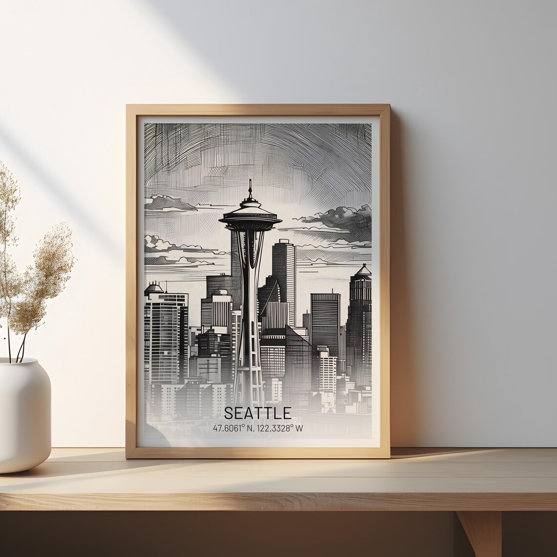 Seattle Space Needle, Iconic Skyline Travel Poster - Image 3