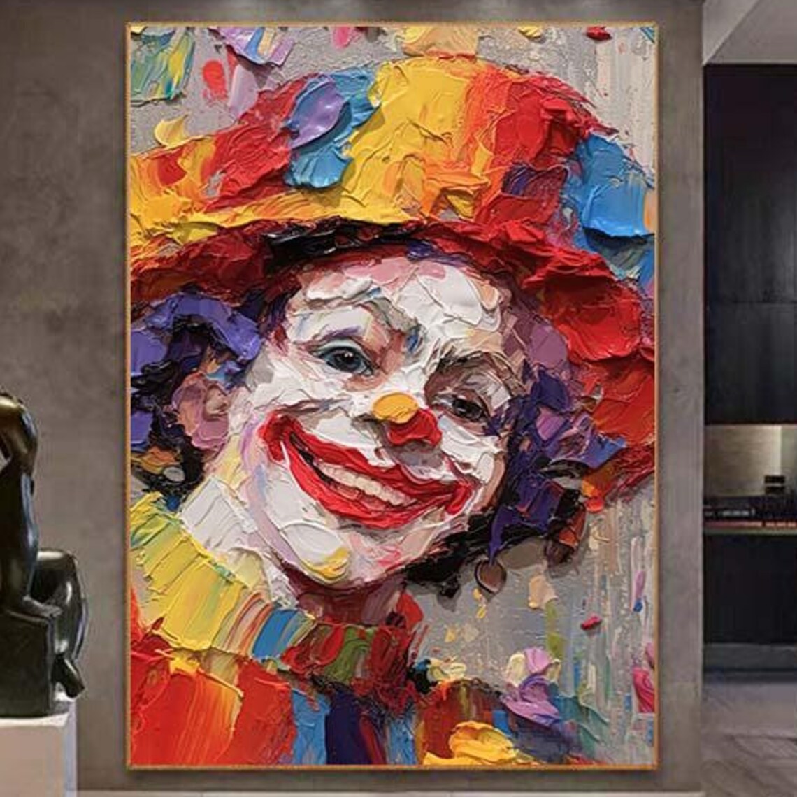 Colorful Clown Portrait Knife Painting Circus Face Art Poster