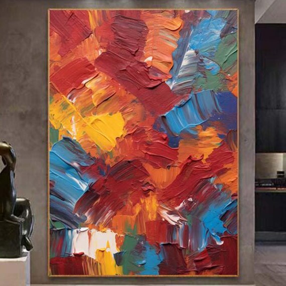 Colorful Painting 3d Textured Oil Painting Knife Painting Large Abstract Painting Original Texture Handpaint Oil Paintings On