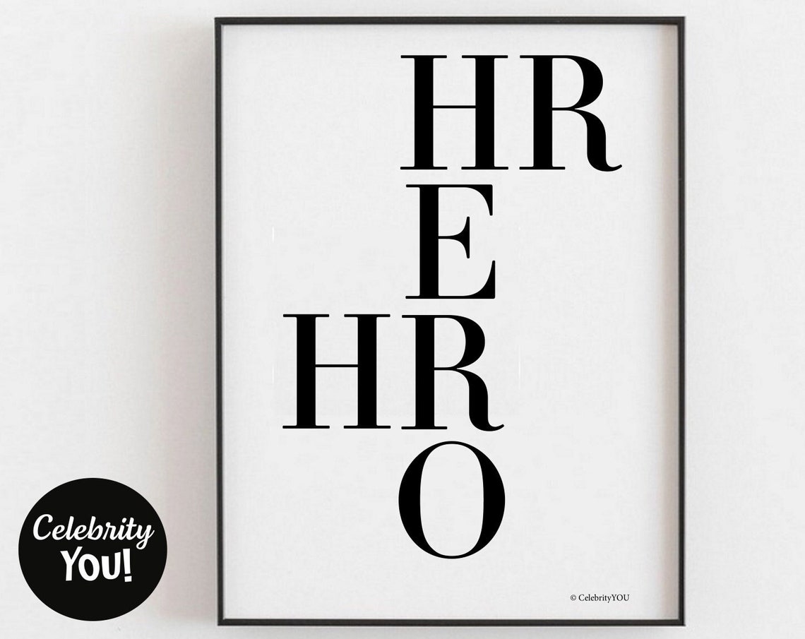 HR Hero Bold Stacked Lettering Human Resources Gift Wall Art