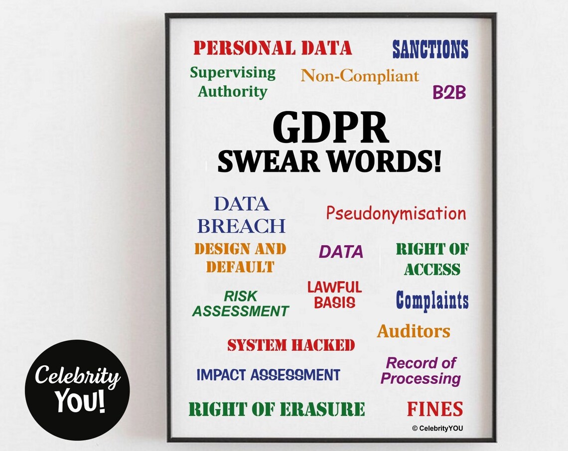 GDPR Swear Words Office Decor Funny Poster