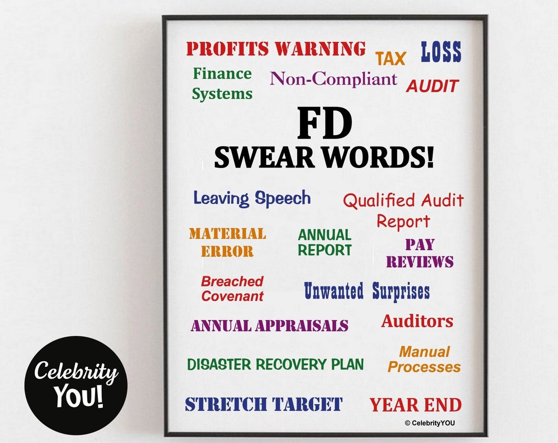 FD Swear Words Funny Finance Director Office Humor Poster Gift