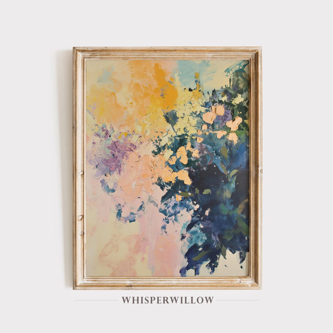 Bold Abstract Floral Painting in Gold Purple and Teal Poster
