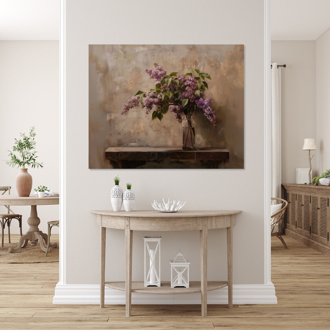Lilac Branch Still Life Painting Purple Flowers in Vase Poster - Image 4